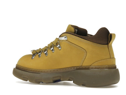 Burberry Lace Up Leather Ankle Boot Mustard Yellow