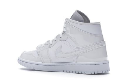 Jordan 1 Mid Triple White Patent Swoosh (Women's)