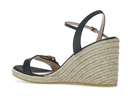 Gucci Double G 95mm Platform Espadrille Black Leather