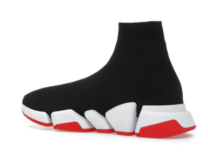 Balenciaga Speed 2.0 Recycled Knit Black White Red Sole