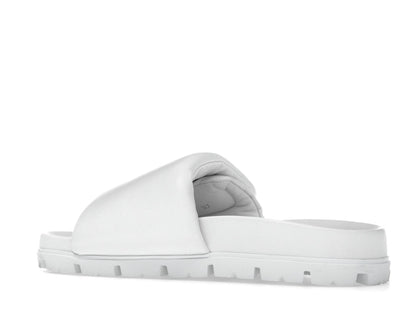 Prada Soft Padded 20mm Slide Sandal White Nappa Leather