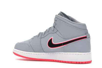 Jordan 1 Mid Wolf Grey Racer Pink Black (GS)