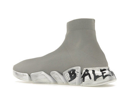 Balenciaga Speed 2.0 Graffiti Recycled Knit Grey White