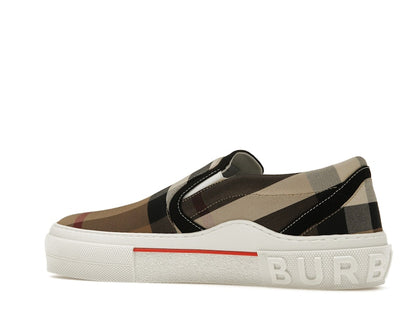 Burberry Slip On Sneakers Exaggerated Check Birch Brown White
