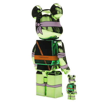 Bearbrick x Teenage Mutant Ninja Turtles Donatello 100% & 400% Set Chrome Ver.