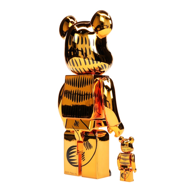 Bearbrick Garfield 100% & 400% Set Gold Chrome Ver.