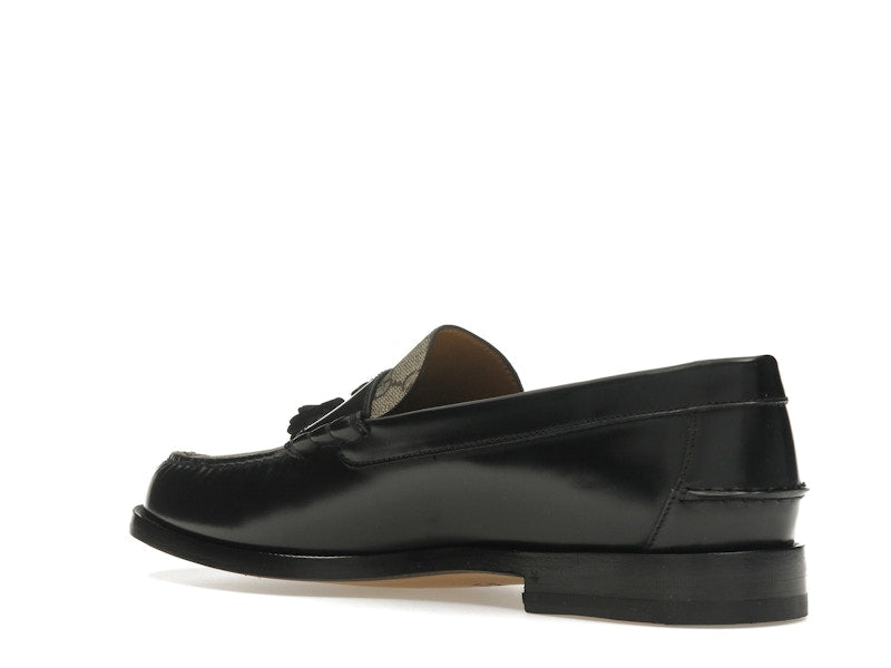Gucci Tassel GG Canvas Loafers Black Ebony