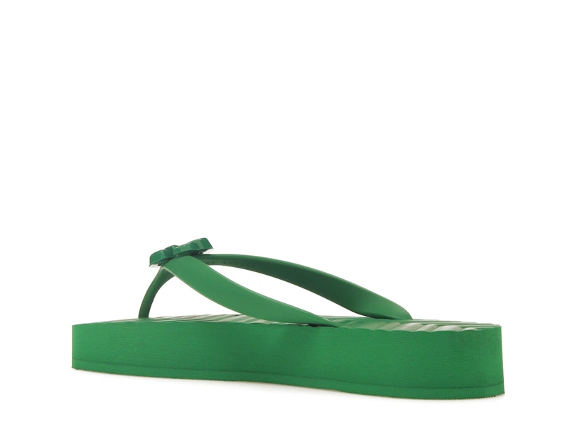 Gucci Chevron Thong Sandal Green Rubber