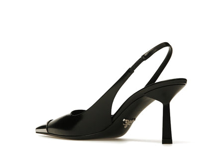 Prada 75mm Slingback Pump Black Leather