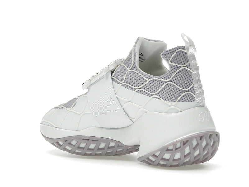 Roger Vivier Viv' Run Fabric White Purple Crystal Buckle (Women's)