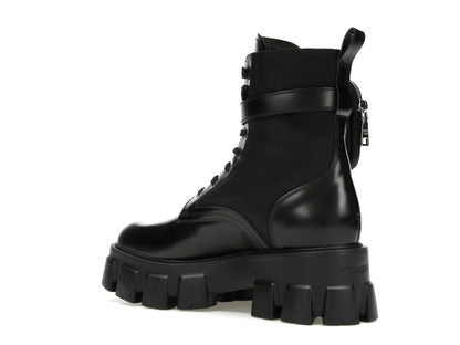 Prada Monolith 55mm Pouch Ankle Boots Black Leather
