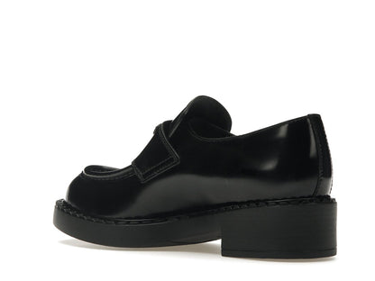 Prada Chocolate 50mm Loafer Black Brushed Leather