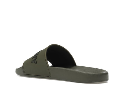 Burberry Embossed Logo Slides Dark Fern Green Black