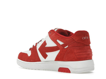 OFF-WHITE Out Of Office "OOO" Low Tops Brick Red White Suede