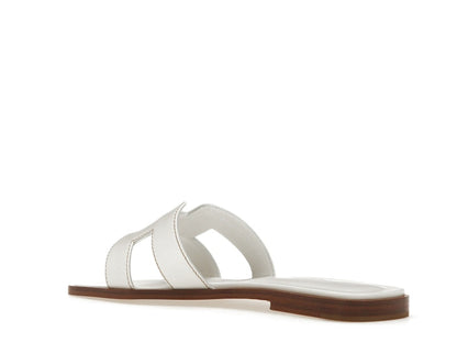 Hermes Oran Sandal Blanc Box Calfskin Leather