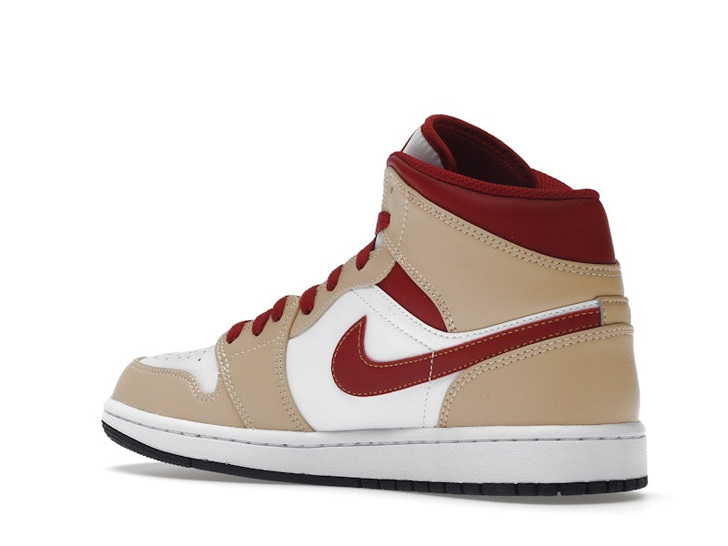 Jordan 1 Mid Light Curry Cardinal