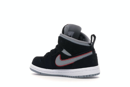 Jordan 1 Mid Black Particle Grey Gym Red (TD)