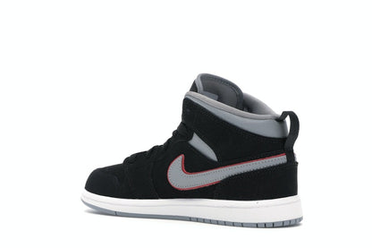 Jordan 1 Mid Black Particle Grey Gym Red (PS)