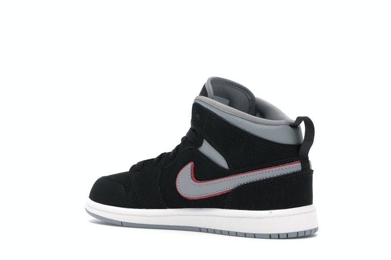 Jordan 1 Mid Black Particle Grey Gym Red (PS)