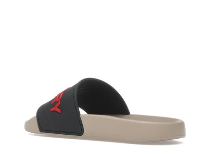 Burberry Embossed Logo Slide Black Red Tan (Women's)