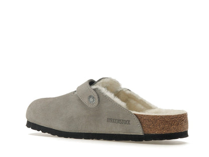 Birkenstock Boston Shearling Suede Stone Coin