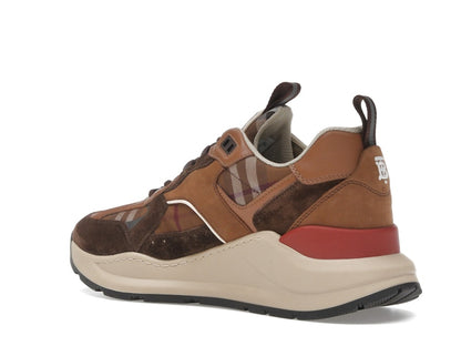 Burberry Check and Suede Sneakers Dark Birch Brown
