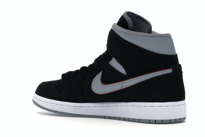 Jordan 1 Mid Black Particle Grey Gym Red