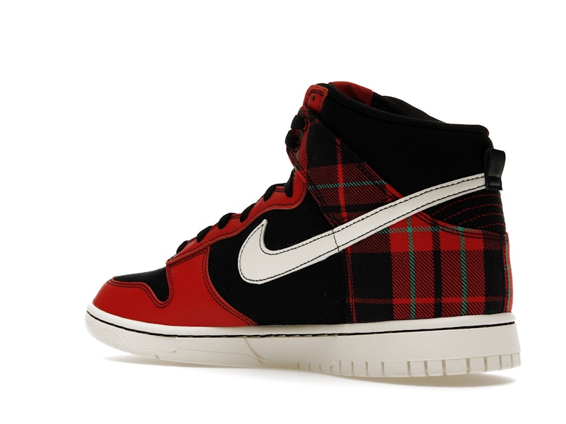Nike Dunk High SE Tartan Plaid Black University Red