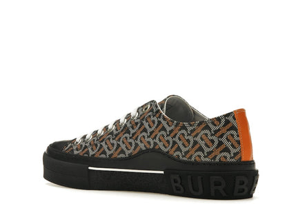 Burberry Monogram Pattern Low Top Black Orange Canvas