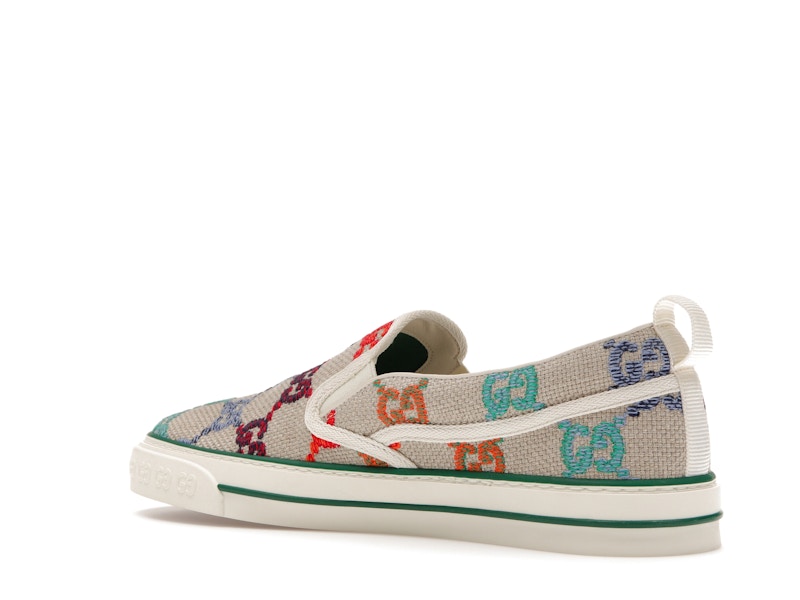 Gucci Tennis 1977 Slip On GG Logo White Multi