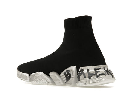 Balenciaga Speed 2.0 Graffiti Recycled Knit Black White