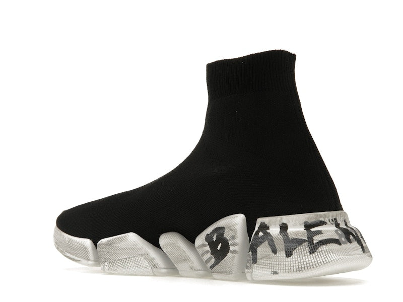 Balenciaga Speed 2.0 Graffiti Recycled Knit Black White