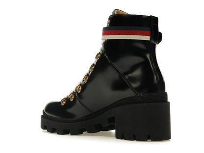 Gucci Sylvie Web 55mm Ankle Boot Black Leather