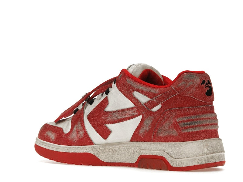 OFF-WHITE Out Of Office OOO Low Tops Red White Vintage Distressed Leather