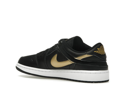 Jordan 1 Low FlyEase Black White Metallic Gold
