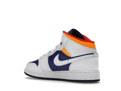 Jordan 1 Mid White Laser Orange Deep Royal Blue (GS)