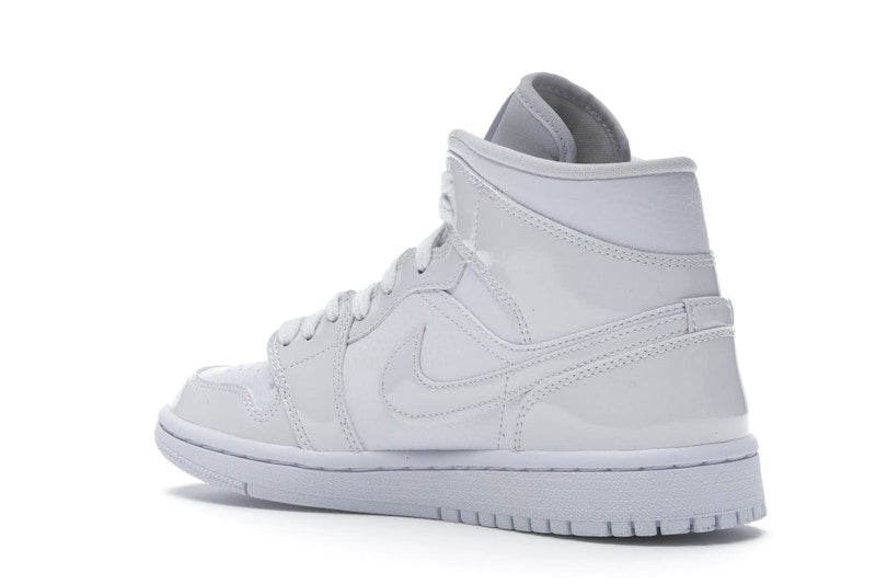 Jordan 1 Mid Triple White Patent Swoosh (Women's)