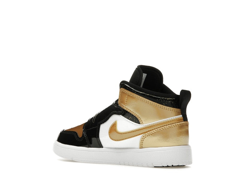 Sky Jordan 1 Mid Black Metallic Gold White (PS)