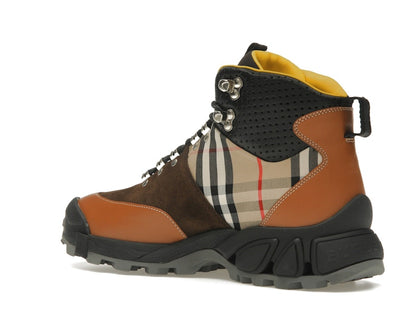 Burberry Vintage Check Tor Boots Beige Brown Black