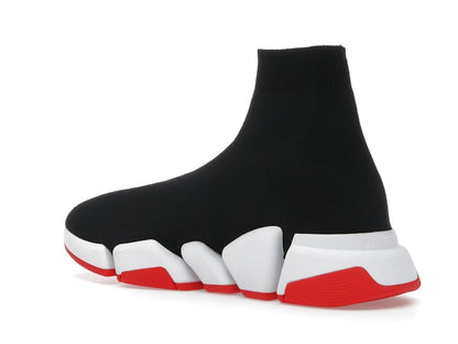 Balenciaga Speed 2.0 Recycled Knit Black White Red Sole