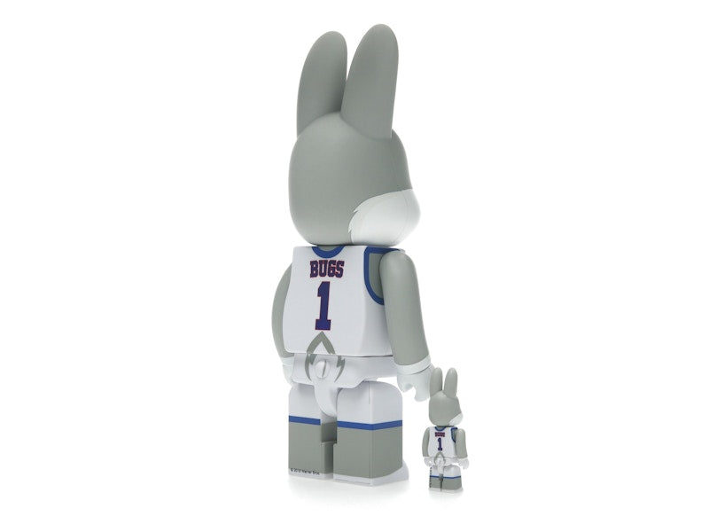 Bearbrick x Space Jam Rabbrick Bugs Bunny 100% & 400% Set Grey