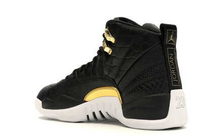 Jordan 12 Retro Black Metallic Gold White (Women's)