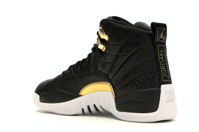 Jordan 12 Retro Black Metallic Gold White (Women's)
