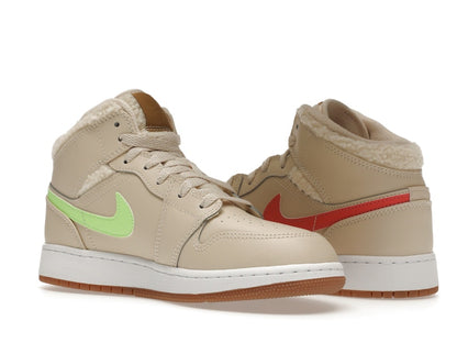 Jordan 1 Mid Utility Fleece Pearl White (GS)