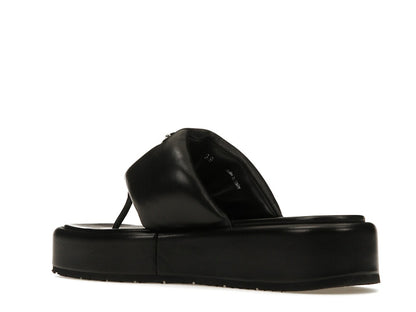 Prada Soft Padded 35mm Thong Wedge Sandals Black Nappa Leather