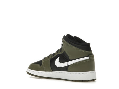 Jordan 1 Mid Black White Olive (GS)