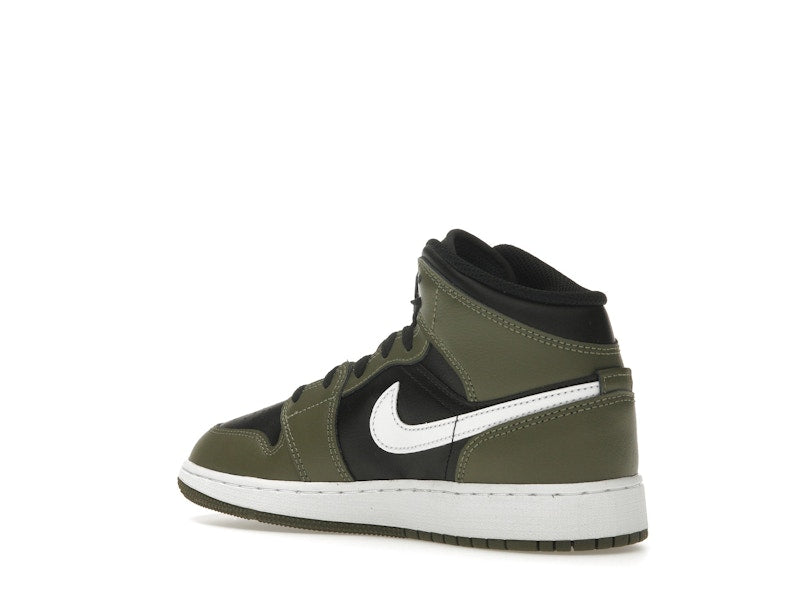 Jordan 1 Mid Black White Olive (GS)