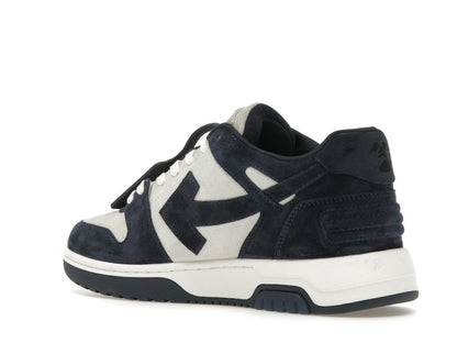 OFF-WHITE Out Of Office OOO Low Tops White Navy Blue Suede