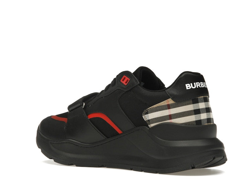 Burberry Check Suede Leather Sneakers Vintage Check-print Black