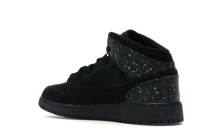 Jordan 1 Mid Black Rush Pink White Splatter (GS)